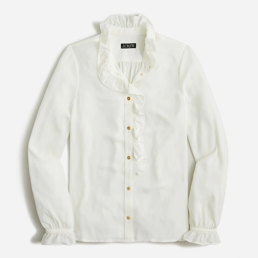 NWT J. Crew Long Sleeve Draped Cottage Top in White